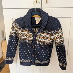 Rorie Whelan Cozy Kids Sweater In Navy, Yellow, And Cream